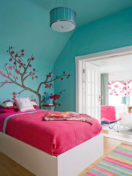 teenage girls bedroom ideas blue and pink