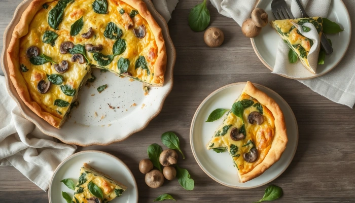 Spinach and Mushroom Crustless Quiche Recipe