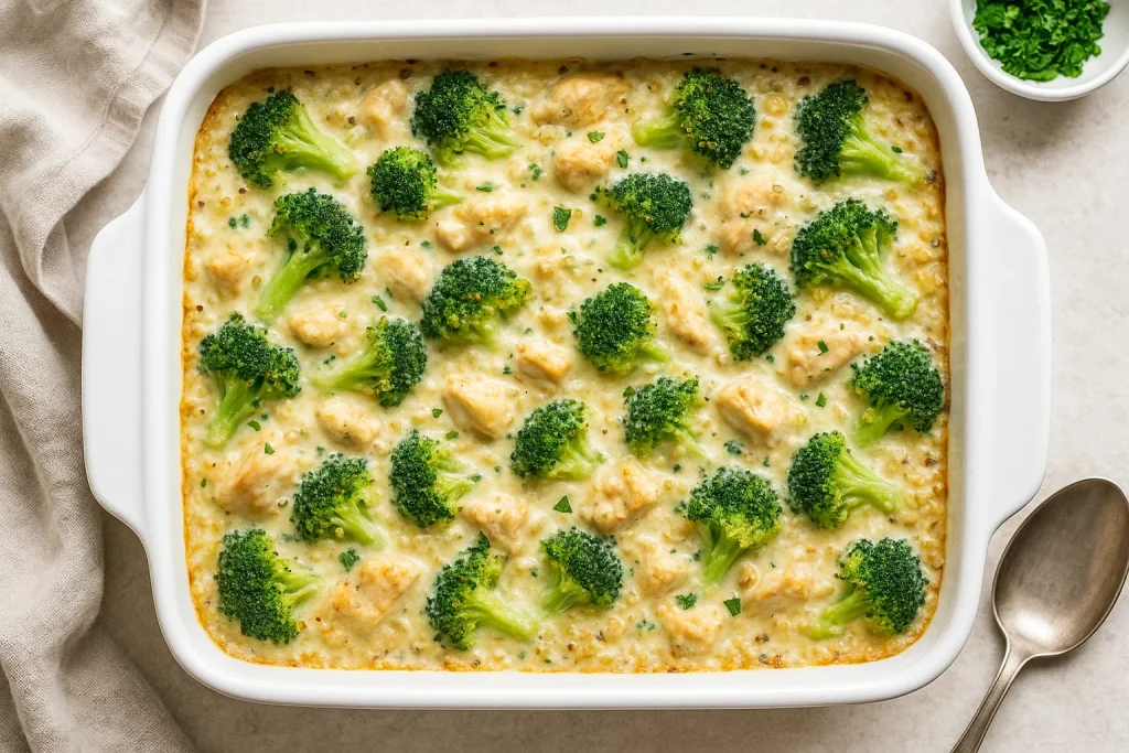 Creamy Chicken Quinoa and Broccoli Casserole