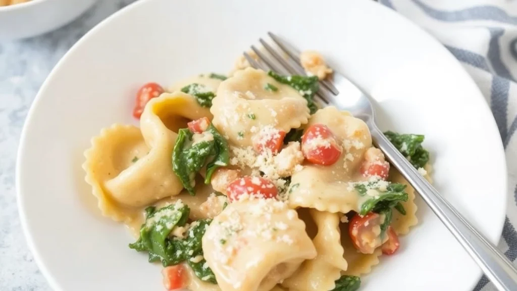 Easy Creamy Spinach Tomato Tortellini Recipe