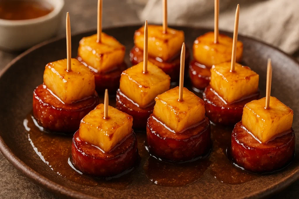 Glazed Kielbasa Pineapple Bites