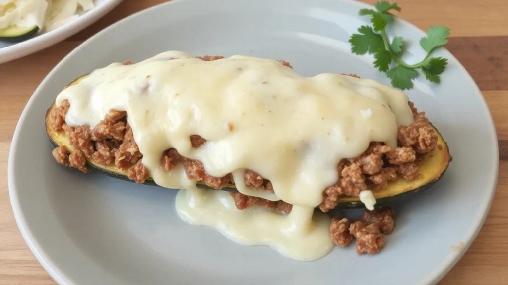 Ground Beef Cheese Stuffed Zucchini