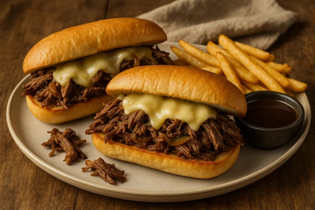 Slow Cooker Beef Brisket French Dip Sandwiches