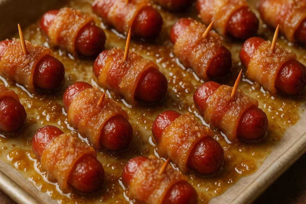 Bacon Wrapped Smokies with Brown Sugar and Butter