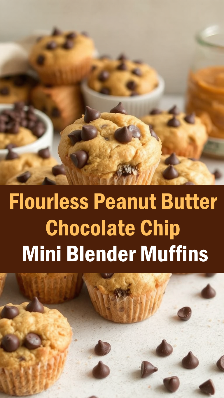 Flourless Peanut Butter Chocolate Chip Mini Blender Muffins