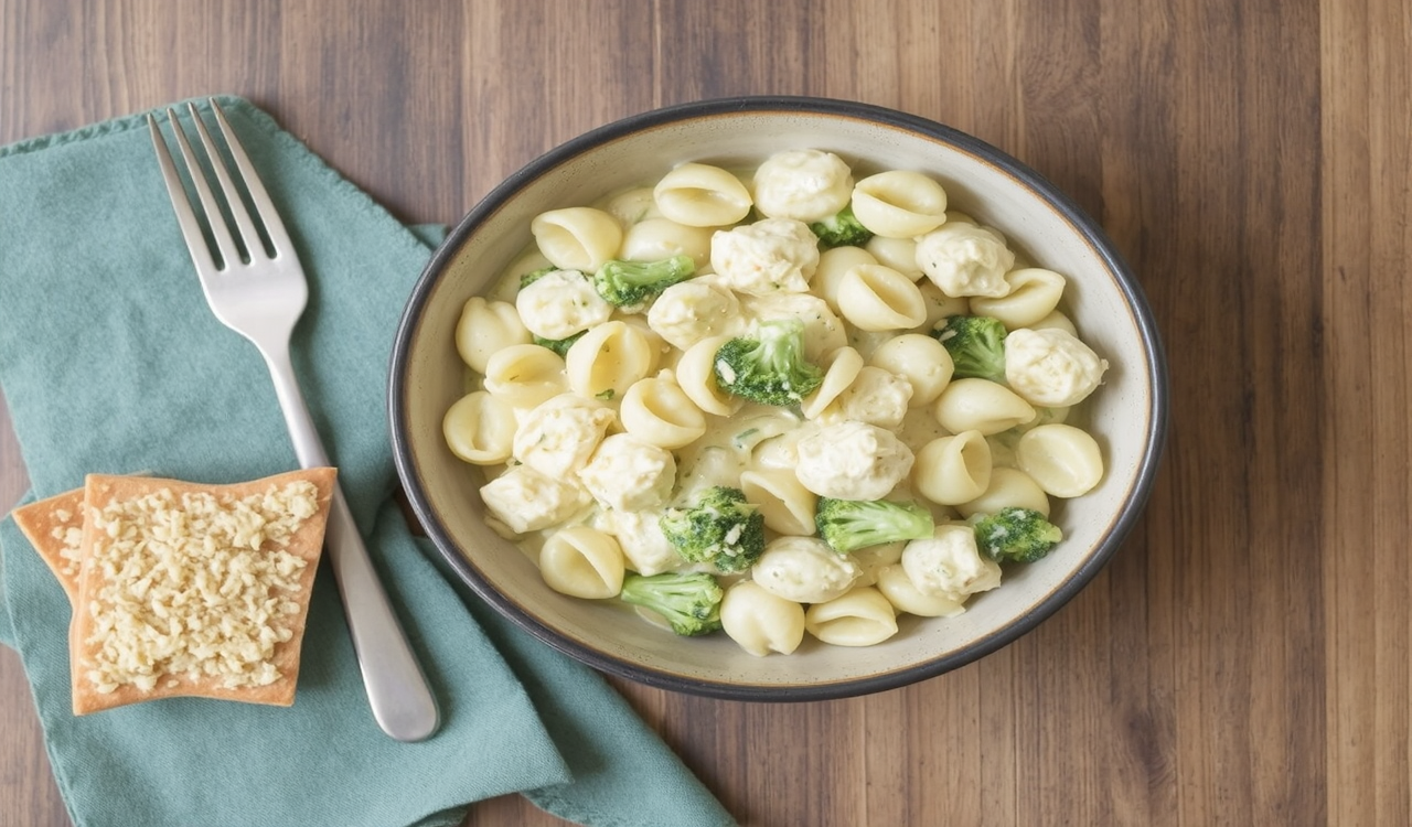 Creamy Broccoli Chicken Shells and Cheese