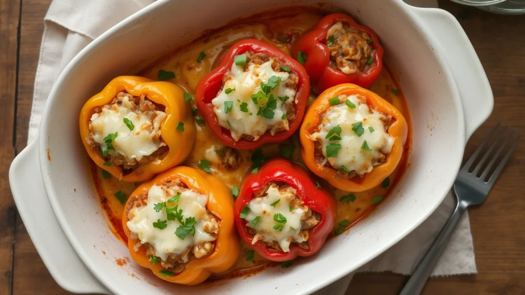 Baked Stuffed Bell Peppers with Rice