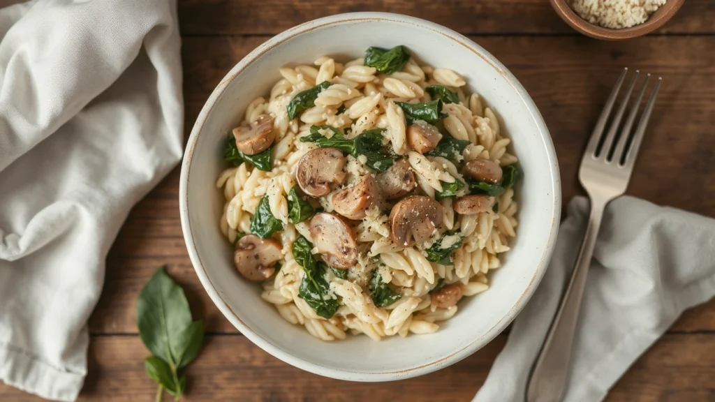 Creamy Spinach and Mushroom Orzo