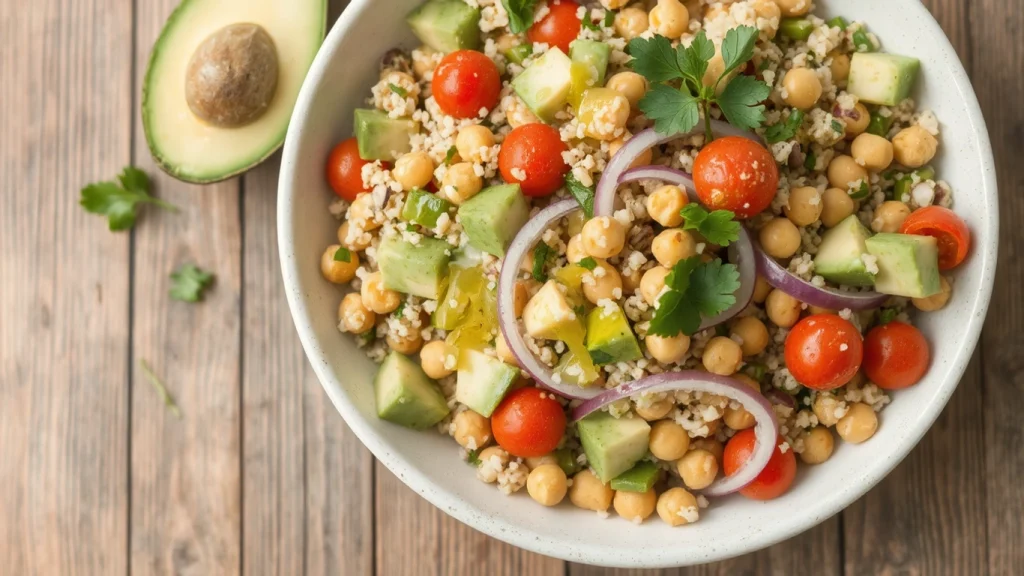 Quinoa Salad with Avocado and Chickpeas