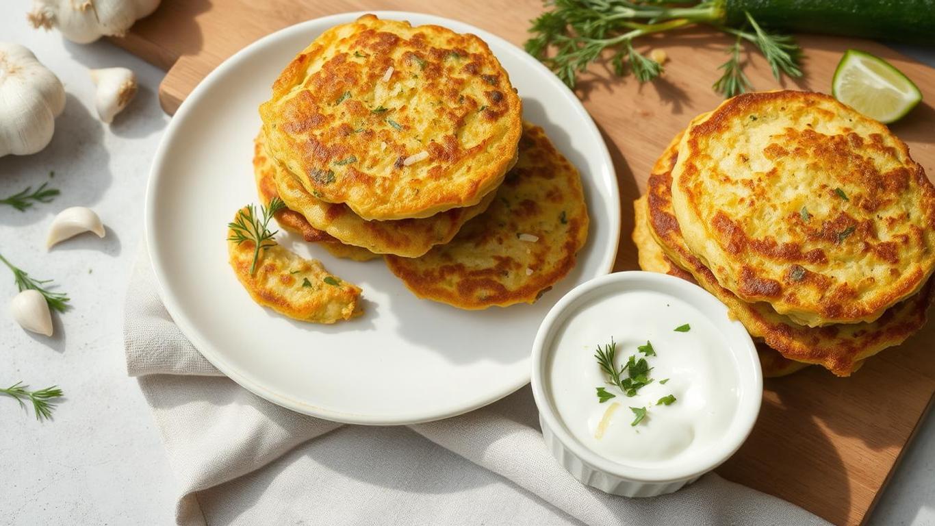 baked-zucchini-fritters-with-yogurt-garlic-dip