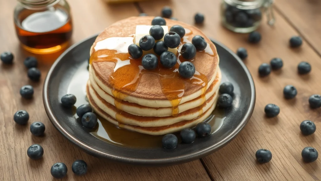 Blueberry Pancakes with Maple Syrup