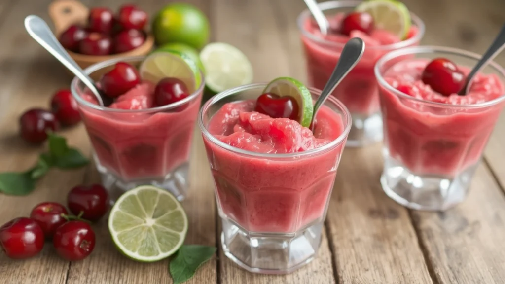 Cherry Lime Sorbet Cups