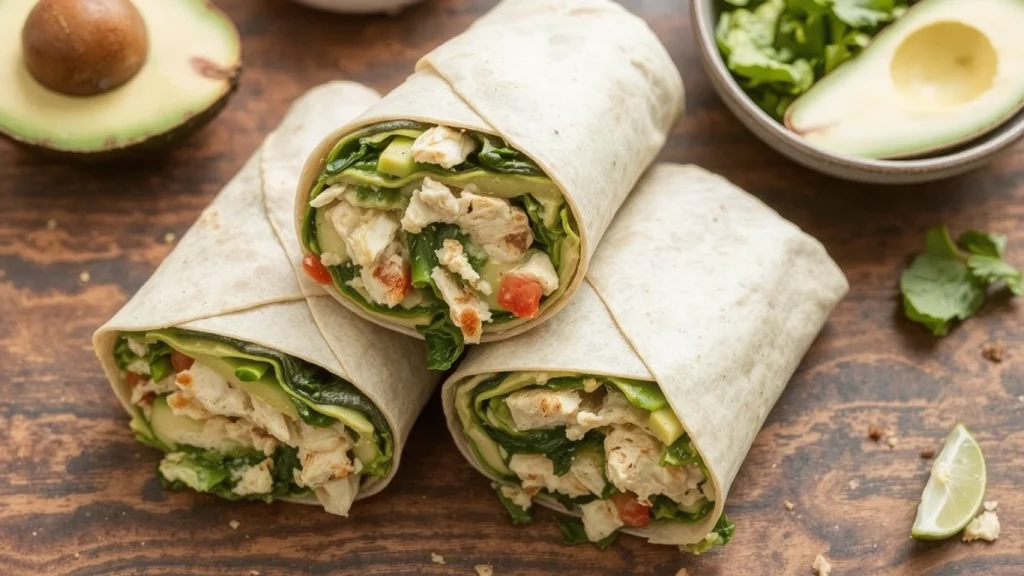 Creamy Avocado & Spinach Chicken Wraps