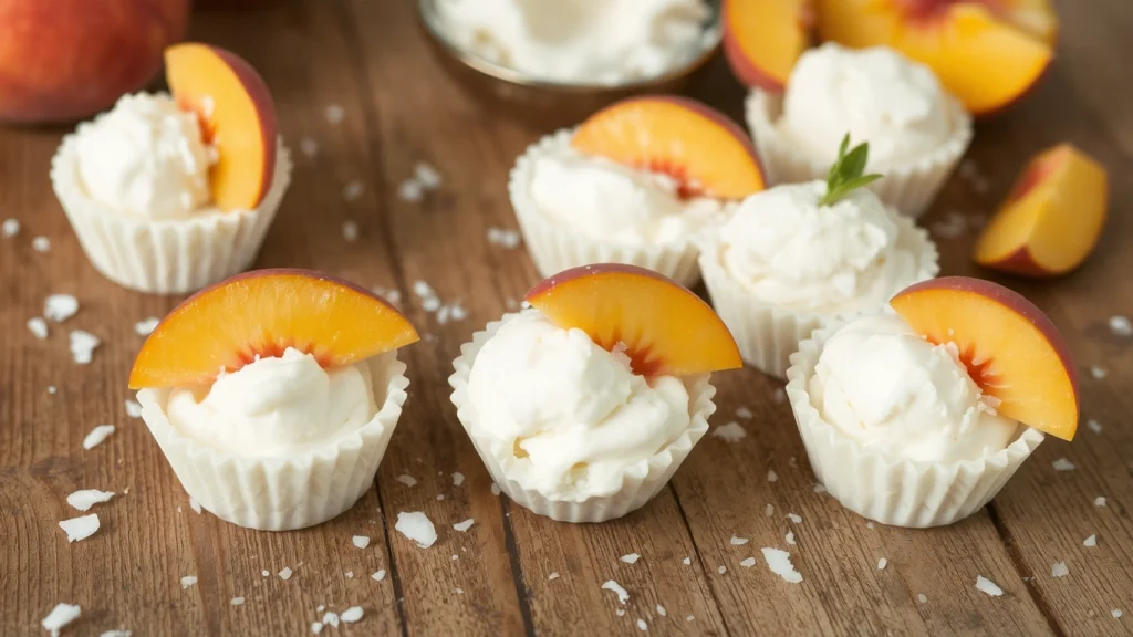 Creamy Coconut Peach Ice Cream Bites