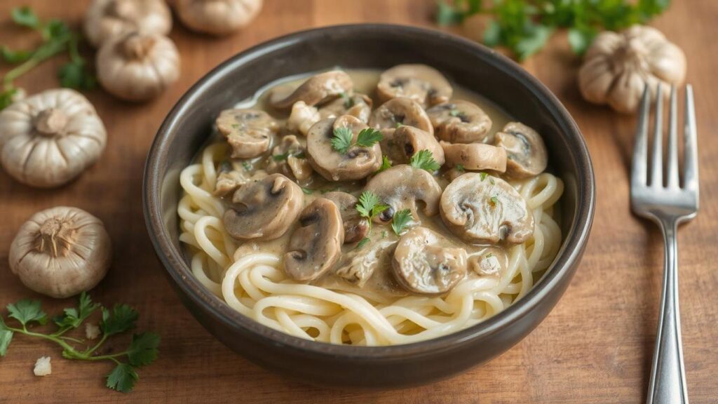 Creamy Mushroom Stroganoff with Egg Noodles