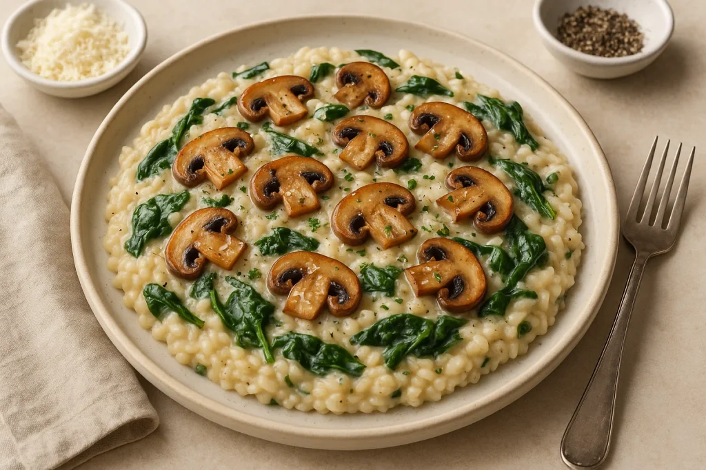 Creamy Spinach and Mushroom Risotto