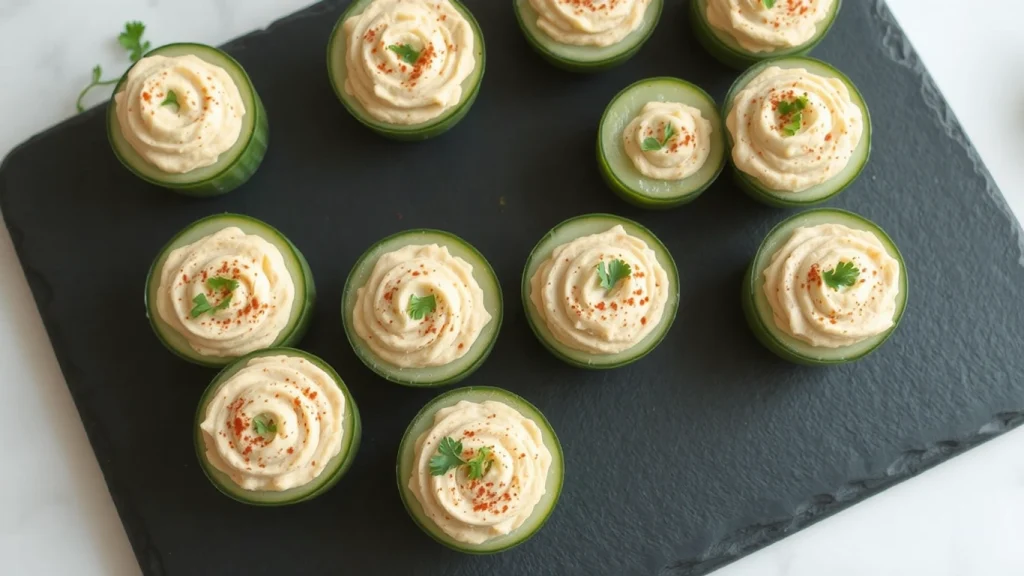 Cucumber Hummus Bites