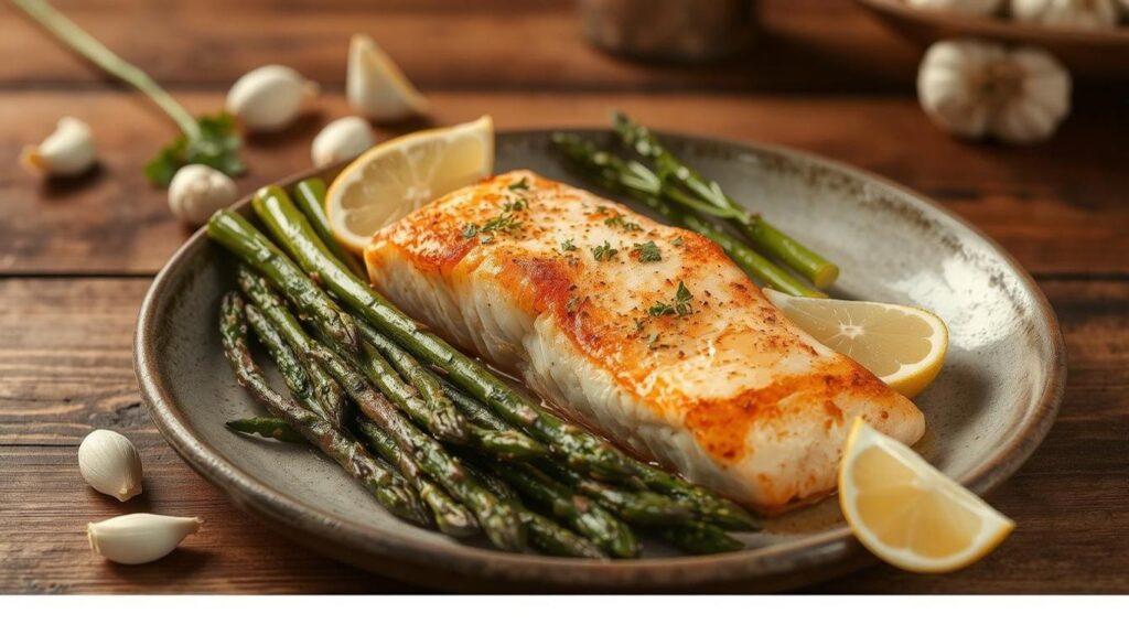 Garlic Butter Salmon with Roasted Asparagus Recipe
