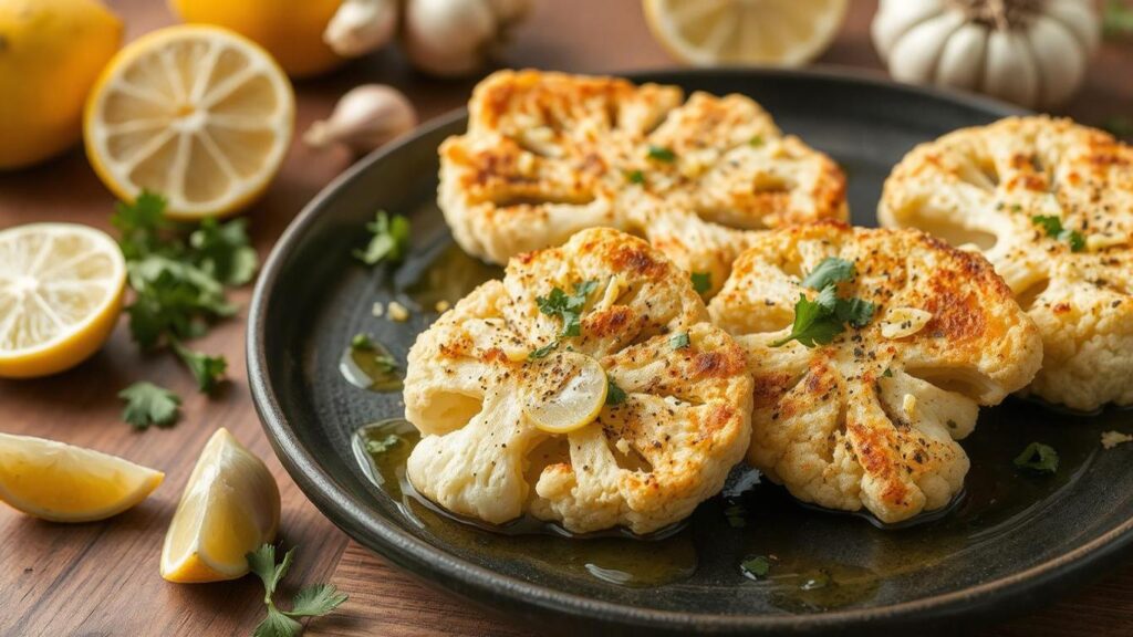 Garlic Lemon Roasted Cauliflower Steaks