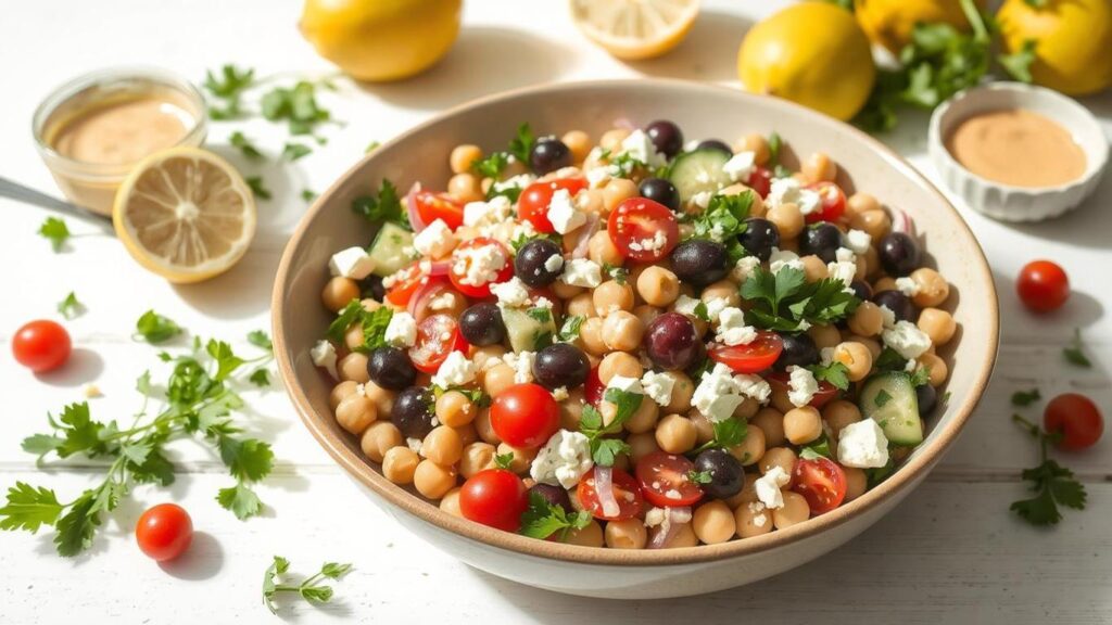 Mediterranean Chickpea Salad with Lemon-Tahini Dressing