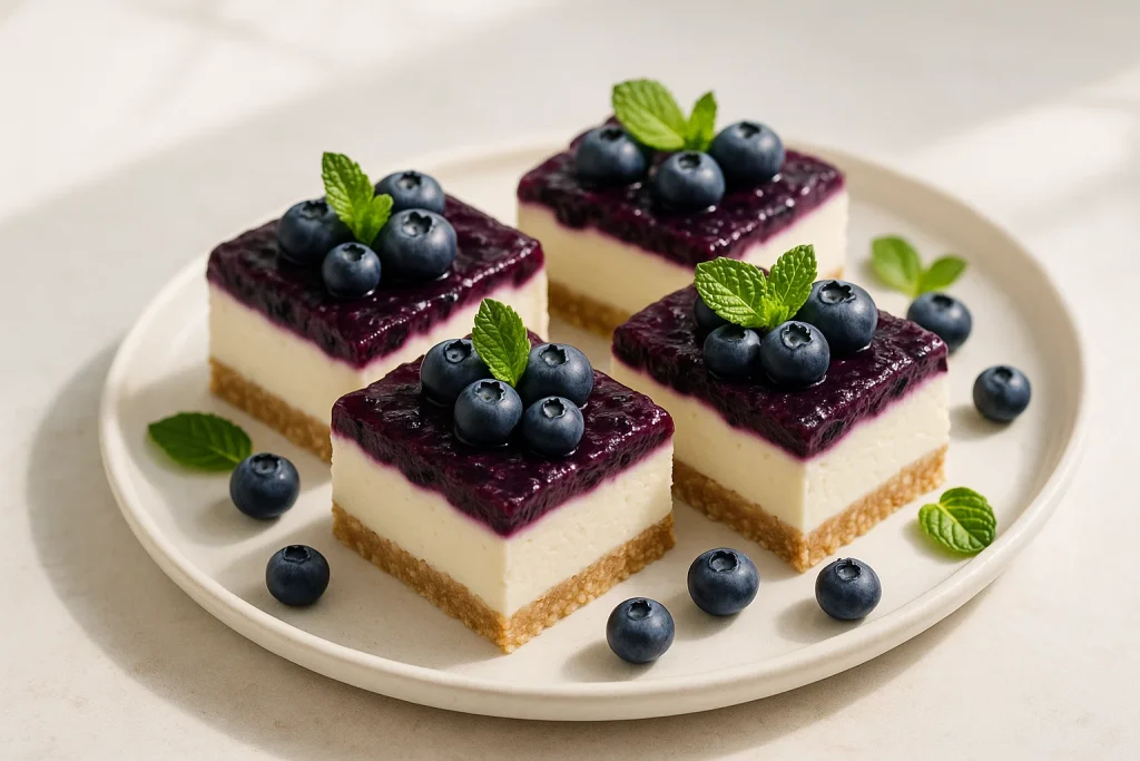 No-Bake Blueberry Cheesecake Bars