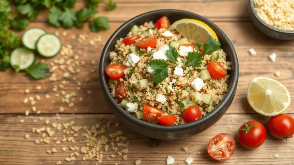 Quinoa Salad with Cucumber, Tomato, and Feta