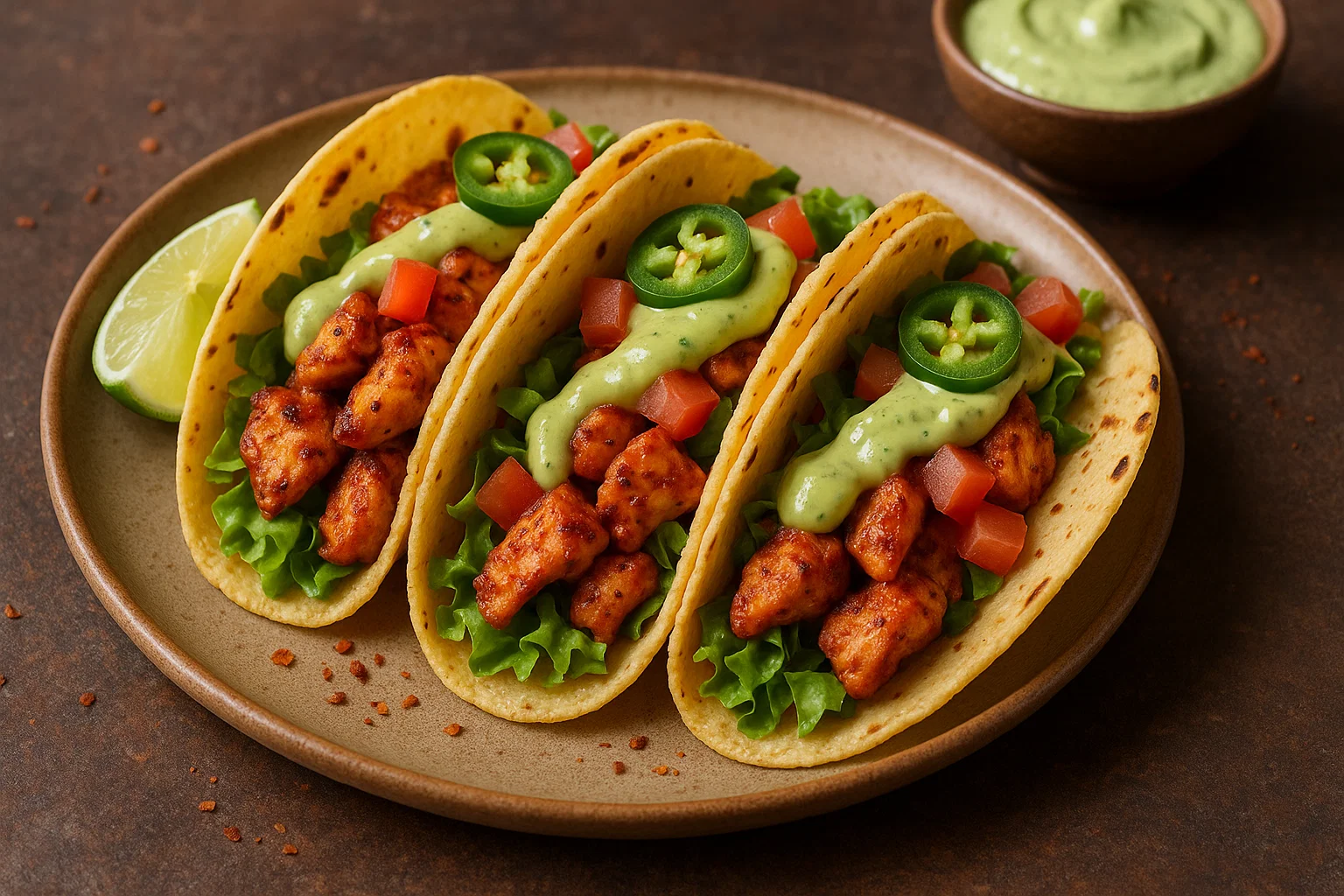 spicy-chicken-tacos-with-creamy-avocado-sauce