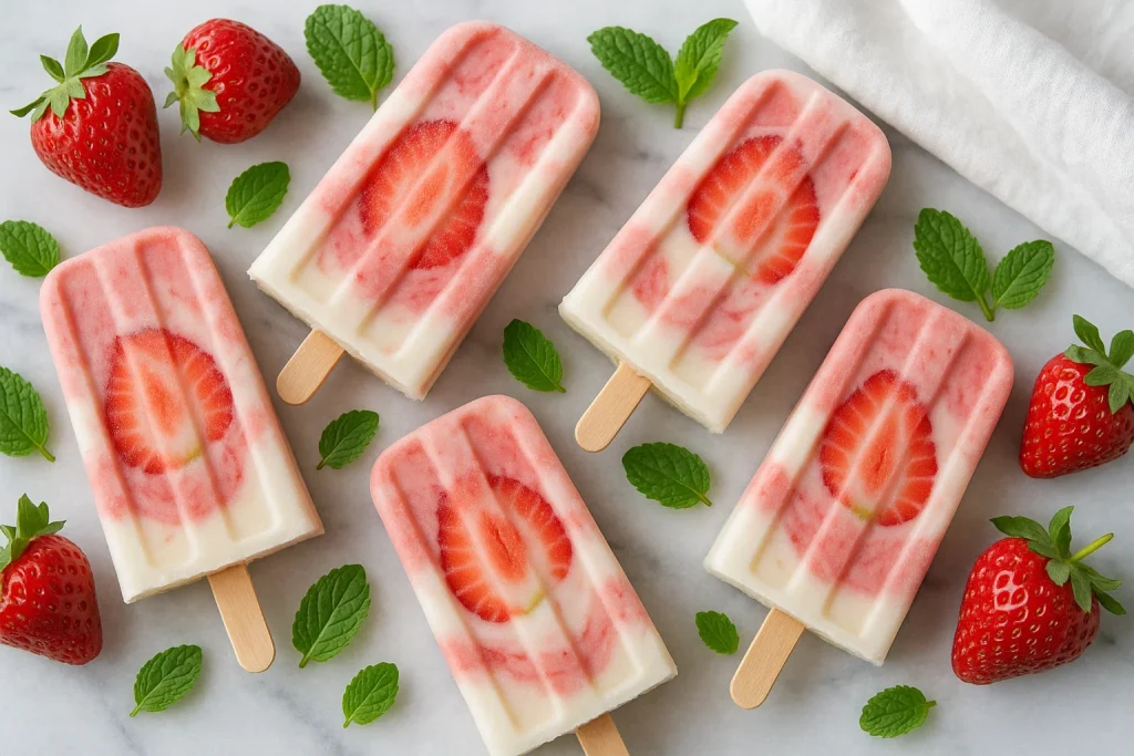 Strawberry Yogurt Popsicles
