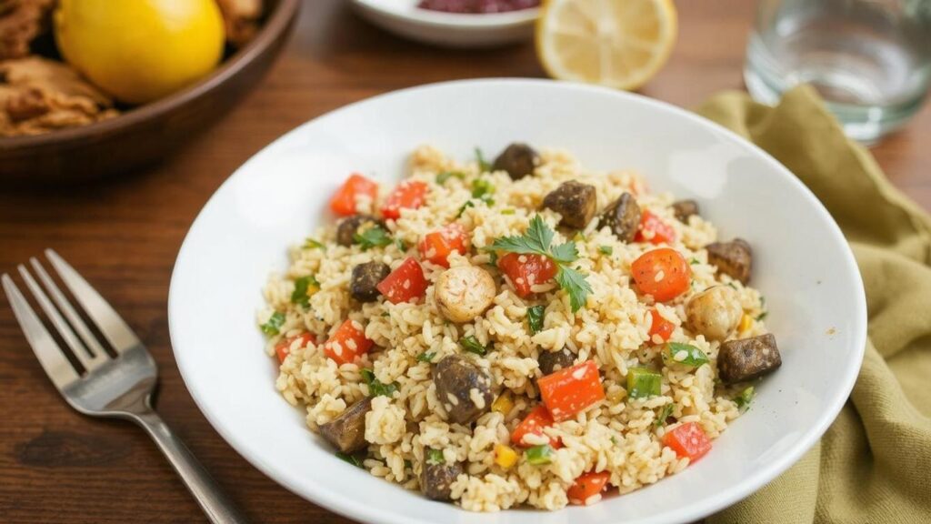 Zesty Lemon Orzo with Roasted Vegetables