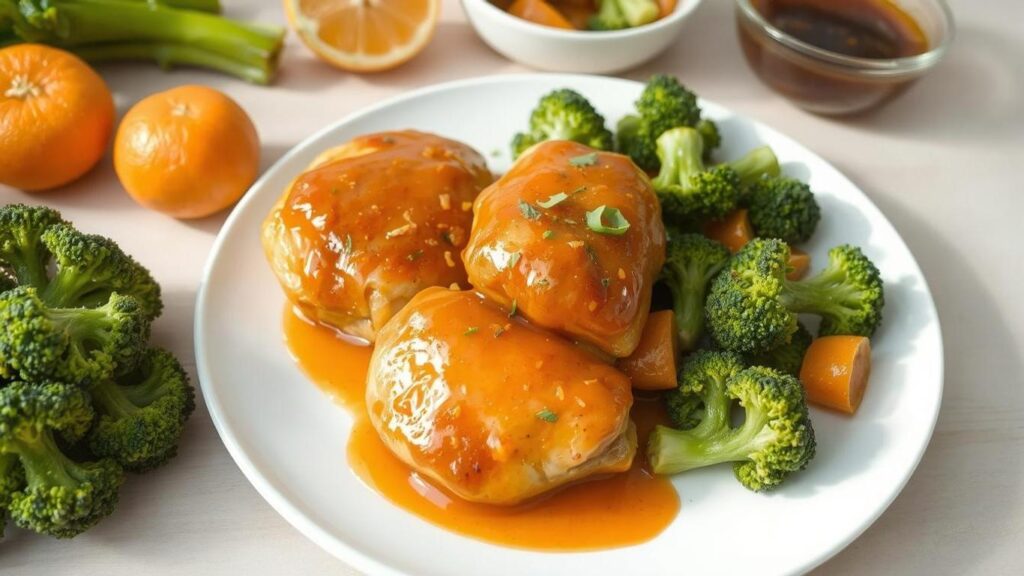 Zesty Orange Glazed Chicken with Steamed Broccoli