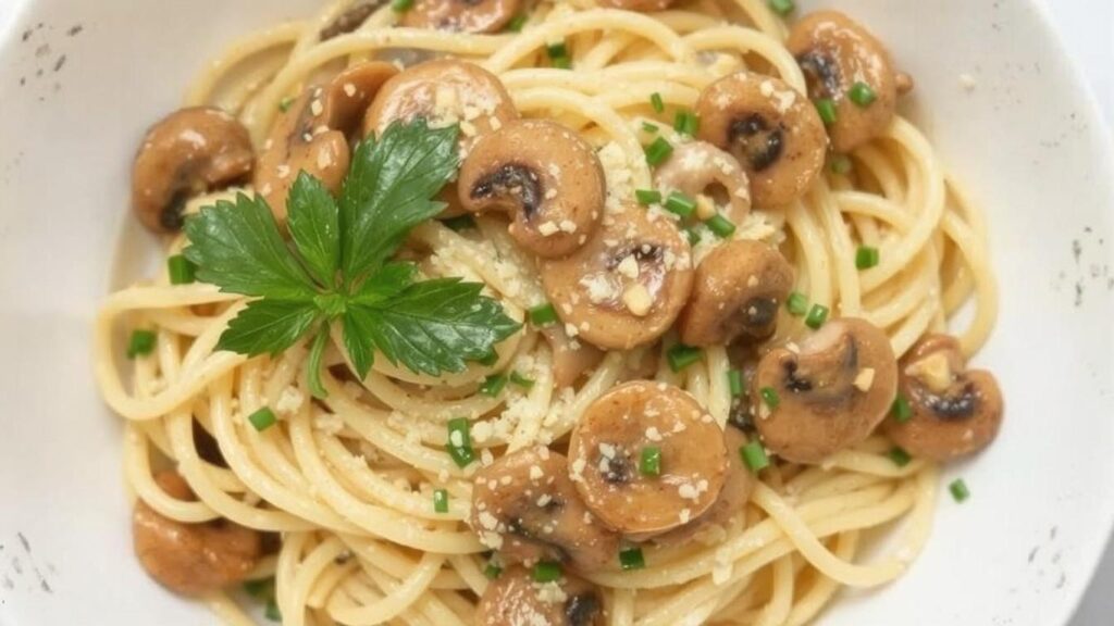 10-Minute Creamy Garlic Mushroom Pasta