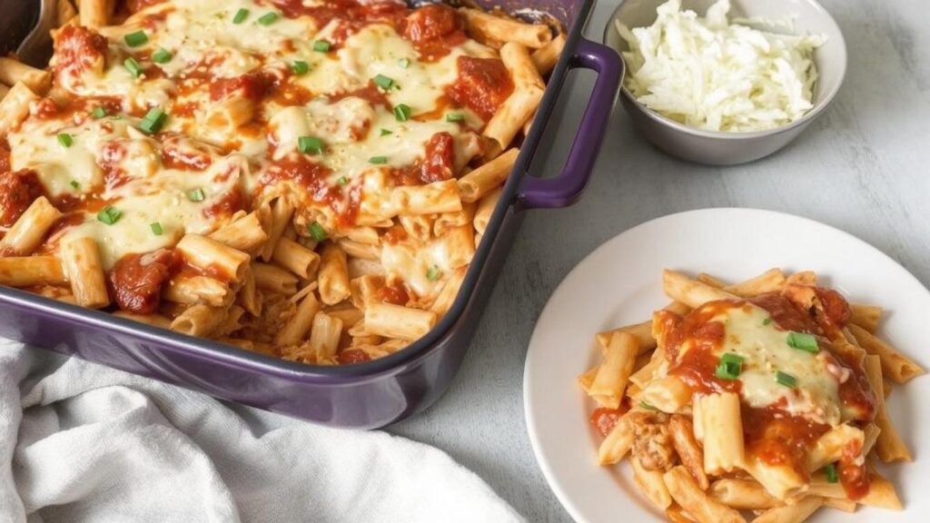 6-Ingredient Chicken Parmesan Baked Ziti