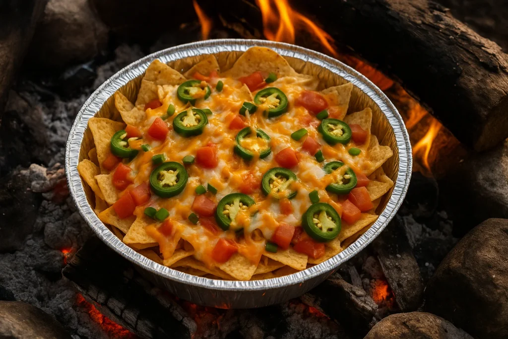 Easy Campfire Nachos with Melty Cheese Layers