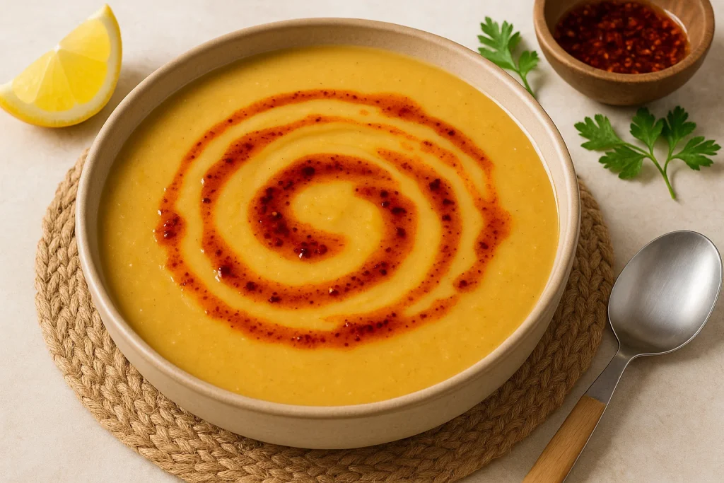 Easy Turkish Lentil Soup with Red Pepper Oil