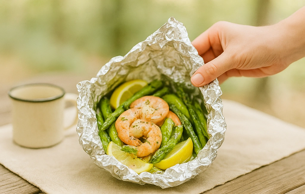 Foil Packet Garlic Butter Shrimp for Camping Nights