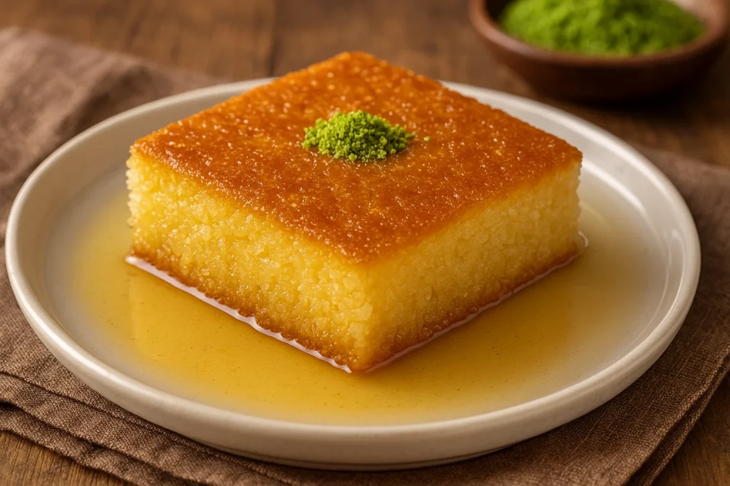 Golden Baked Turkish Revani with Syrup