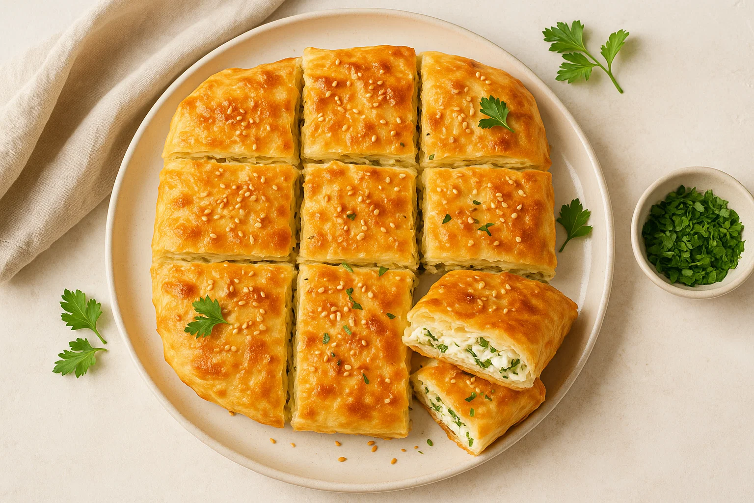 Golden Turkish Börek with Cheese & Herbs