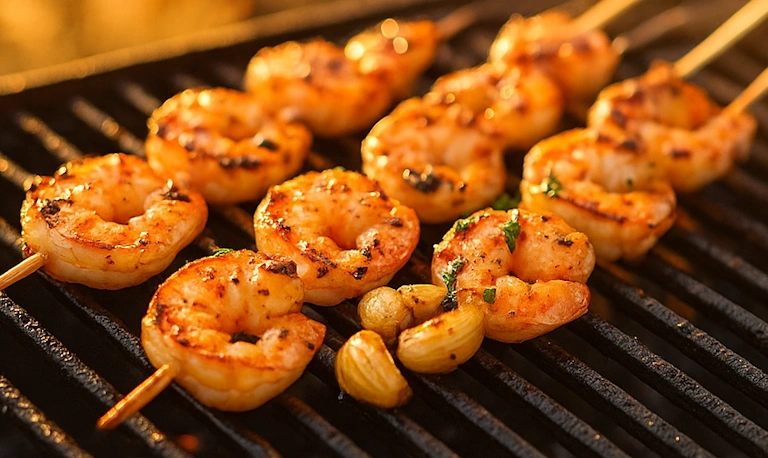 Grilled Shrimp with Roasted Garlic