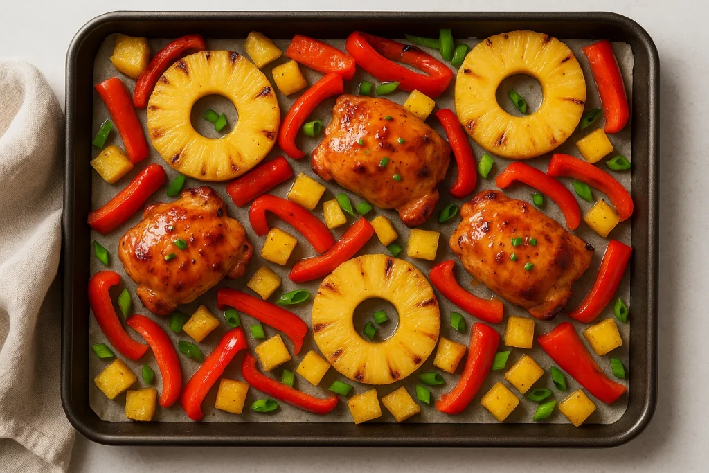 Hawaiian Sheet Pan Chicken with Pineapple Glaze