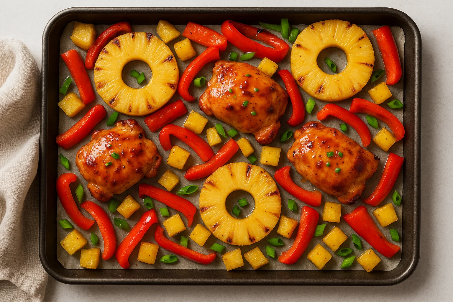 Hawaiian Sheet Pan Chicken with Pineapple Glaze