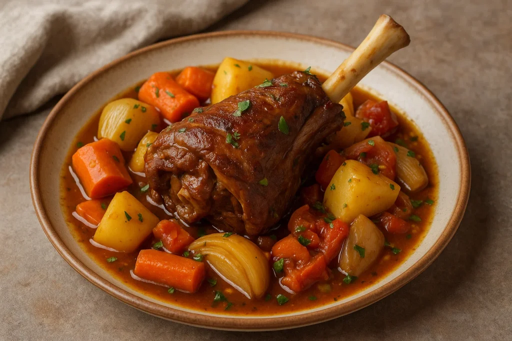Slow-Cooked Turkish Lamb Shank with Vegetables
