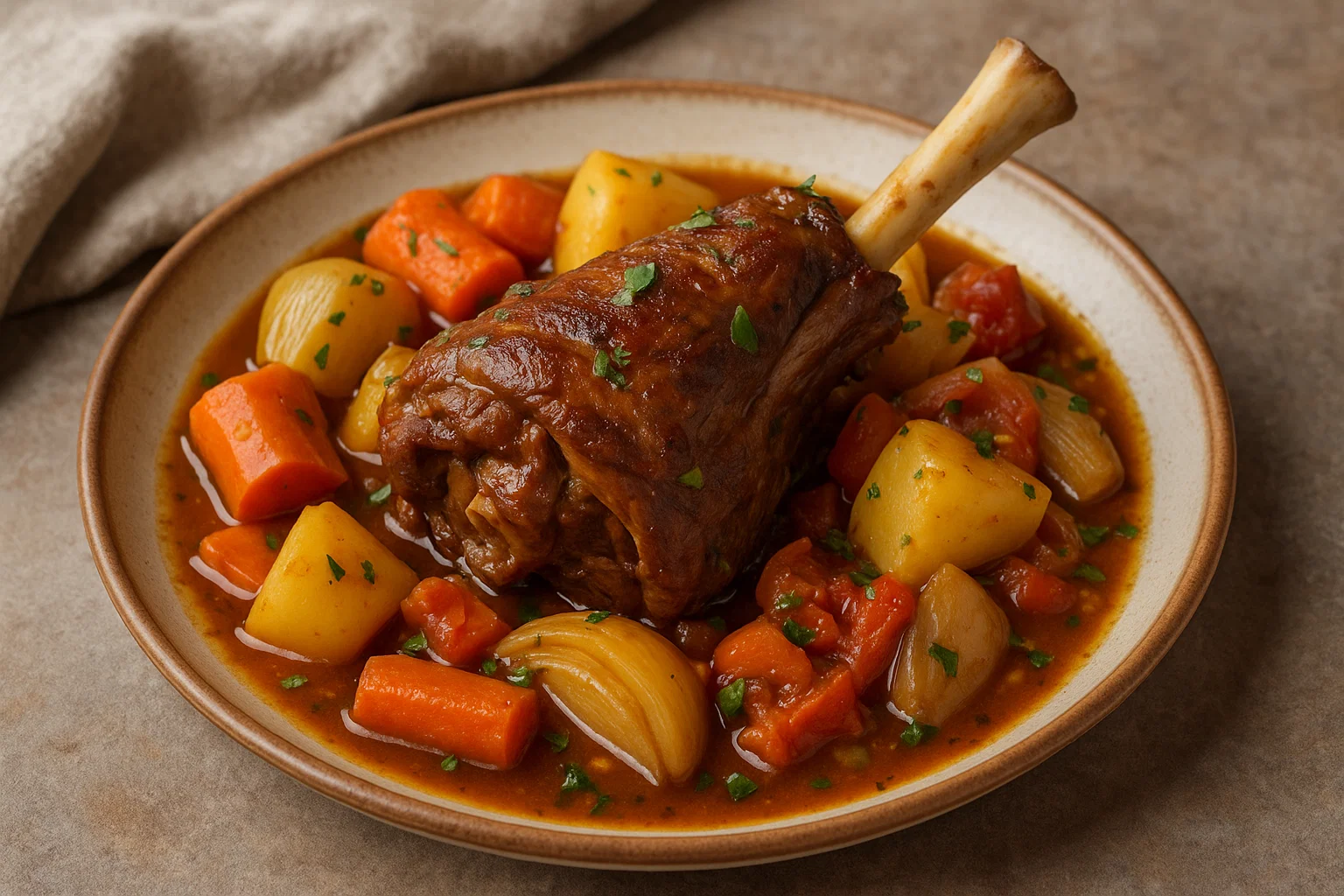 Slow-Cooked Turkish Lamb Shank with Vegetables