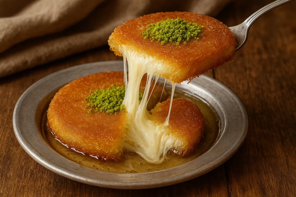 Traditional Turkish Kunefe with Melty Cheese & Syrup
