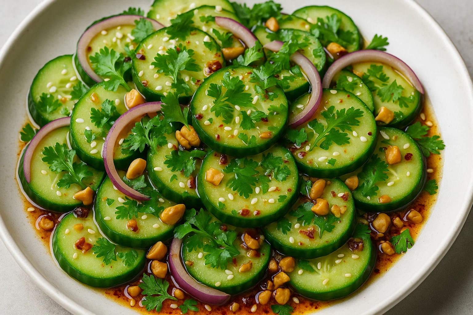 Viral Cucumber Salad with Chili Crunch Dressing