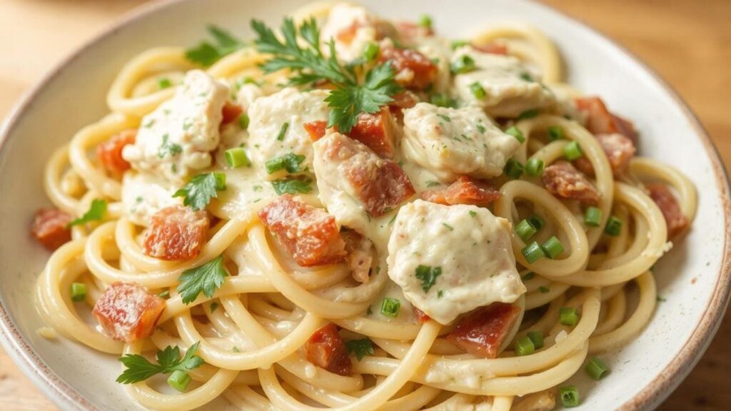 Chicken Bacon Pasta in Garlic Cream Sauce