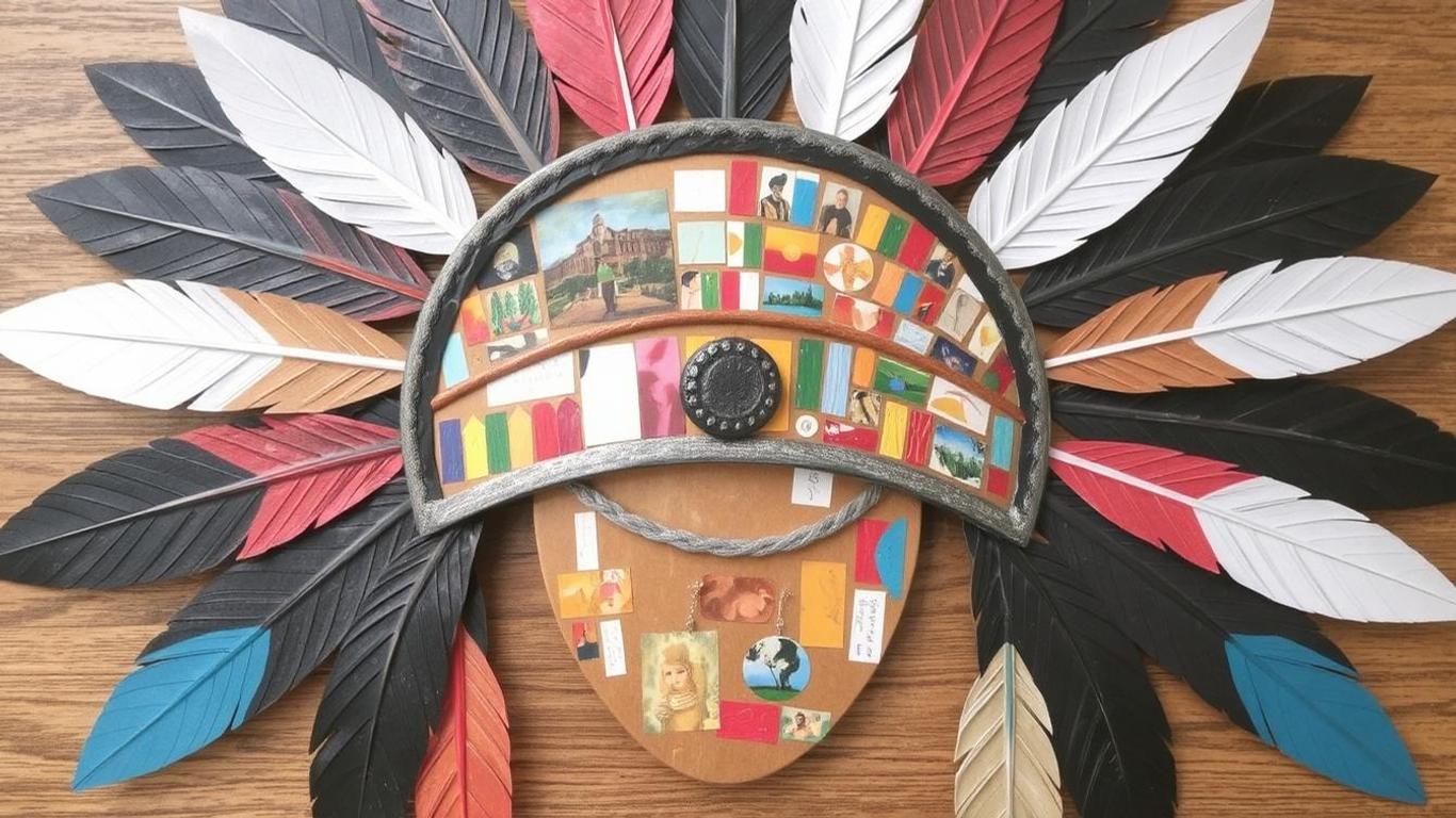 diy-painted-feathers-collage-on-indian-head-wall-art
