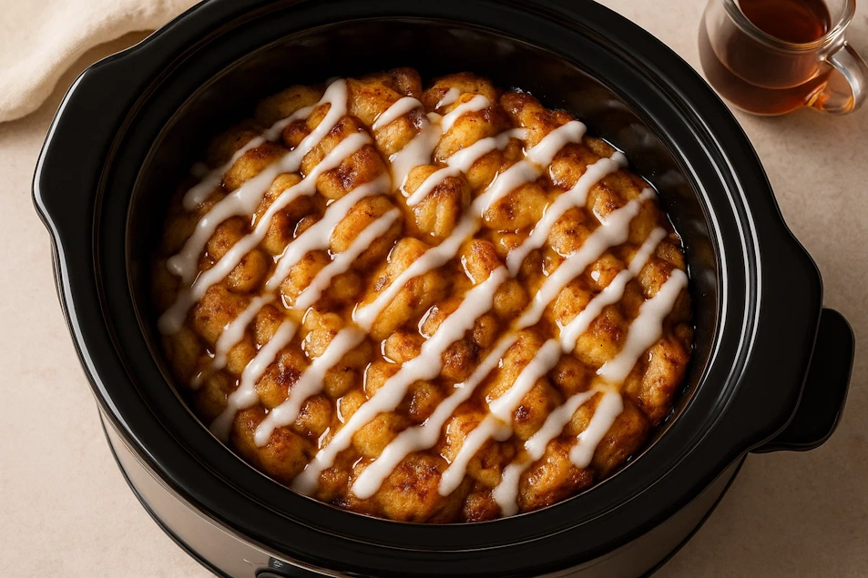 Easy Slow Cooker Cinnamon Roll Casserole Recipe