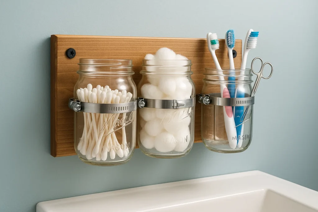 Mason Jar Organizer for Small Bathrooms