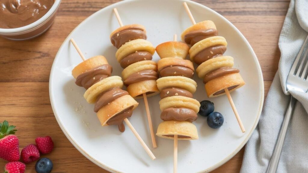 Mini Pancake Kabobs with Hazelnut Spread (Gluten-Free)