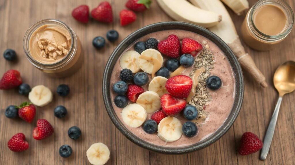 Peanut Butter and Berry Smoothie Bowl